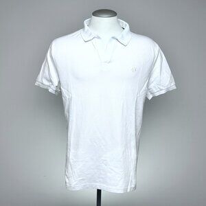 Vilebrequin Open V-Neck Polo L (Size L) White Cotton Turtle Logo